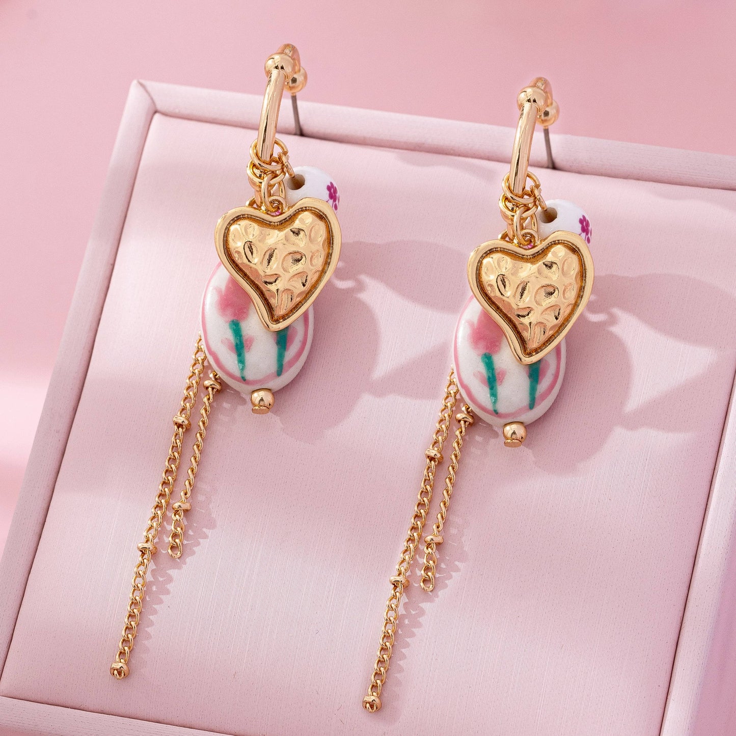 Chinoiserie Floral Charm Hoop Earrings | 80E61660