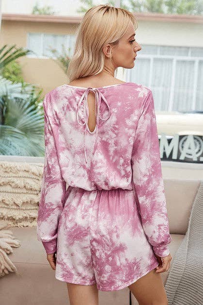 Tie Dye Round Neck Short Pant Romper