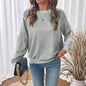 Gray Lace Bow Tie Patchwork Long Sleeve Sweatshirt