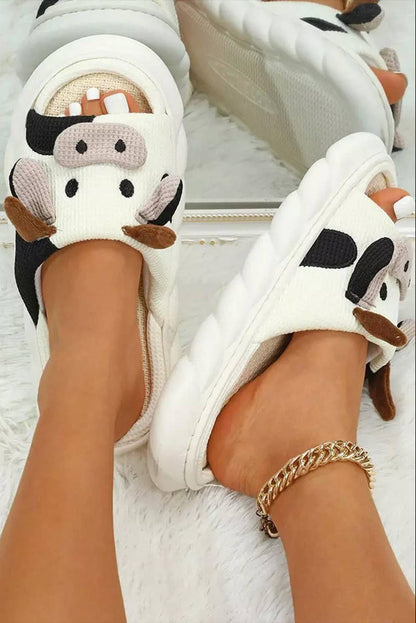1 the Woman - Cartoon Animal Cow Plush Slippers