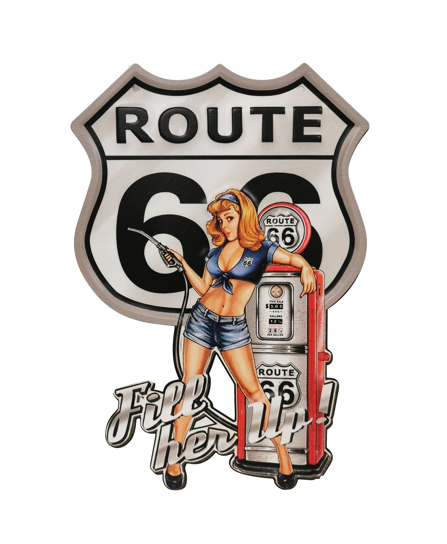 Route 66 Gas Pump Tin Sign
