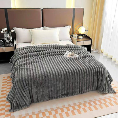 Stripe Fleece Throw – Ultra Plush Ribbed Blanket
