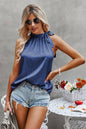 Satin Leopard Halter Tank Spaghetti Strap Cami Shirt
