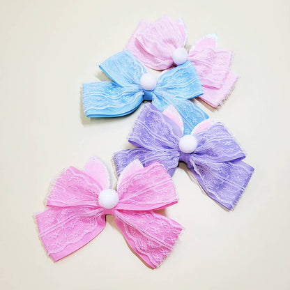 Easter Lace Bunny Ears and Tail Hair Bow