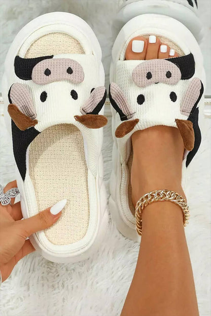 1 the Woman - Cartoon Animal Cow Plush Slippers
