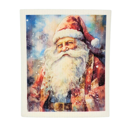 Vintage Santa Claus Swedish Dishcloth - Christmas Decor