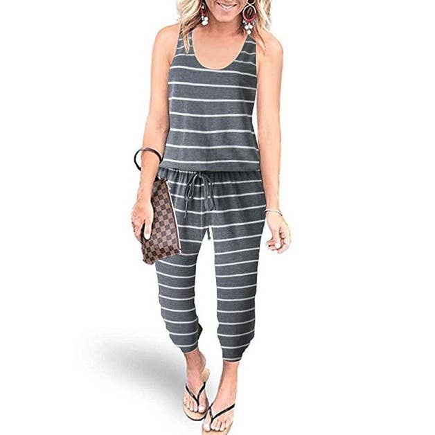 Sleeveless Drawstring Square Neck Fit Jumpsuit