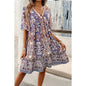 Allover Print Lace Trim Loose A Line Dress