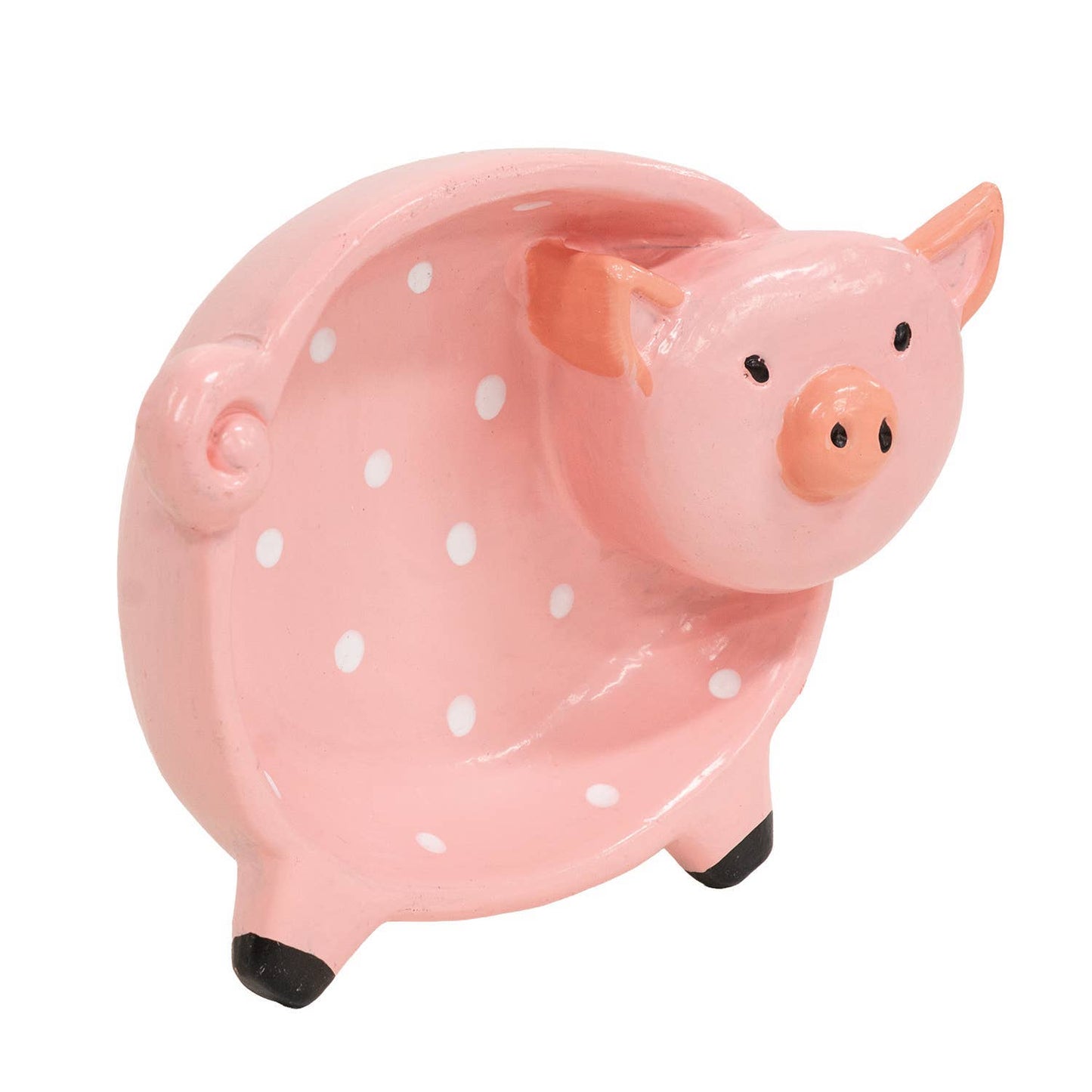 Resin Polka Dot Pink Pig Trinket Dish