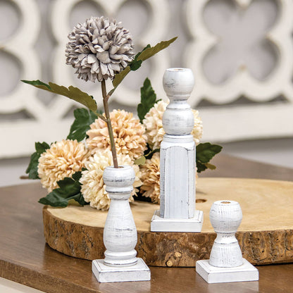Tall White Spindle Flower Holder