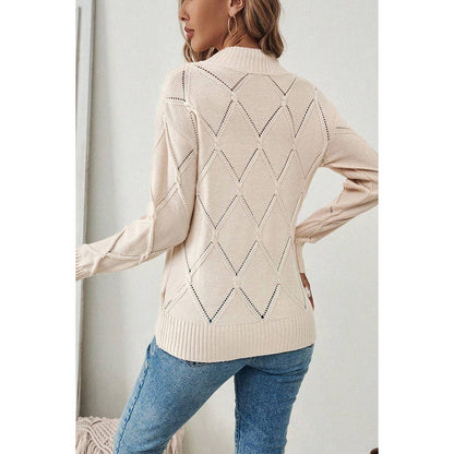 Stand Collar Long Sleeve Knit Slim Fit Sweater