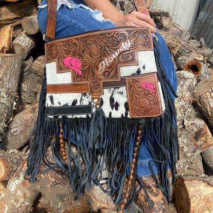 Cowgirl Cowhide Fringe Western Purse