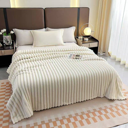 Stripe Fleece Throw – Ultra Plush Ribbed Blanket