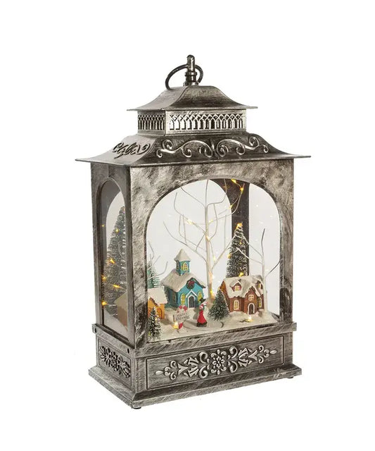 15"B/O LED MUSICAL LANTERN W/XMS VILLAGE