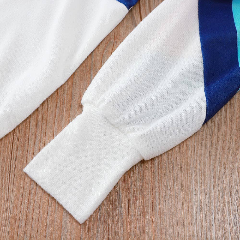 Women’s Rainbow Stripe Crewneck Pullover Casual Long Sleeve Top