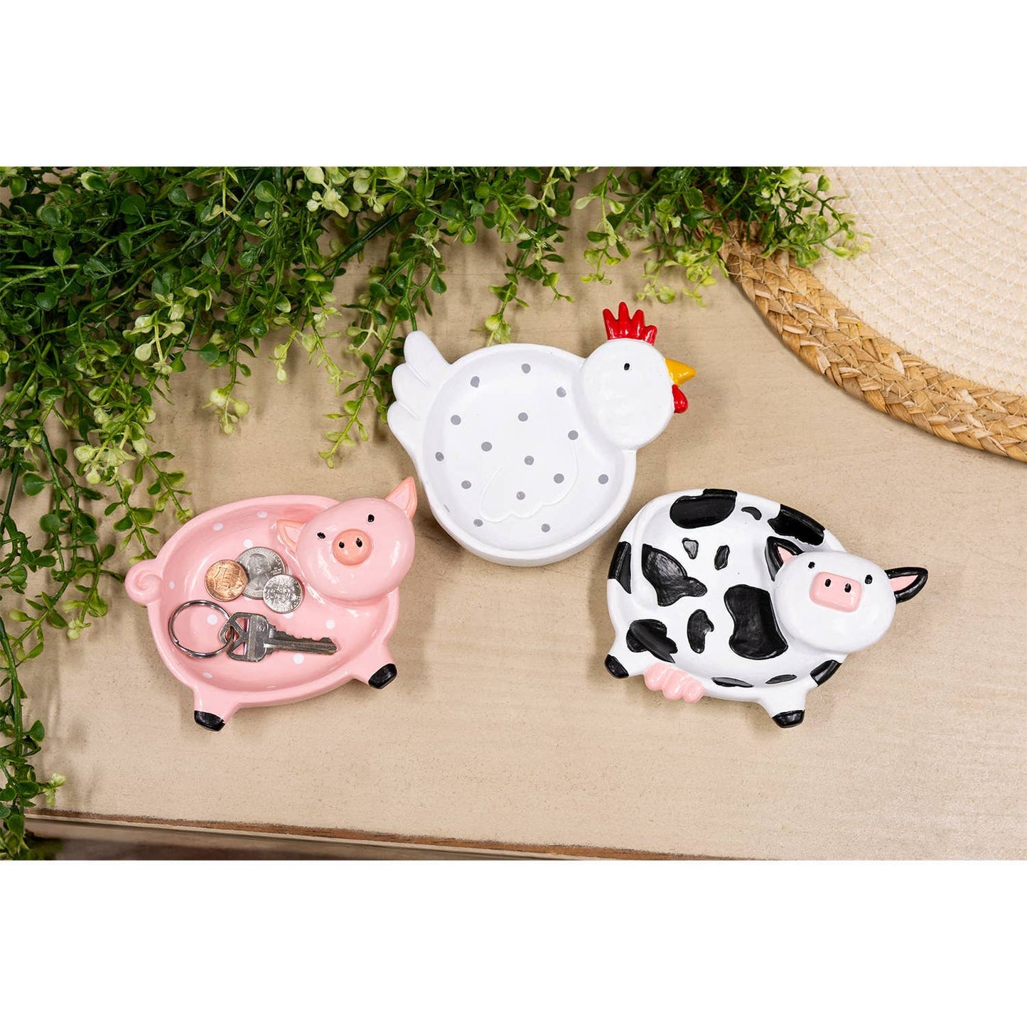 Resin Polka Dot Pink Pig Trinket Dish