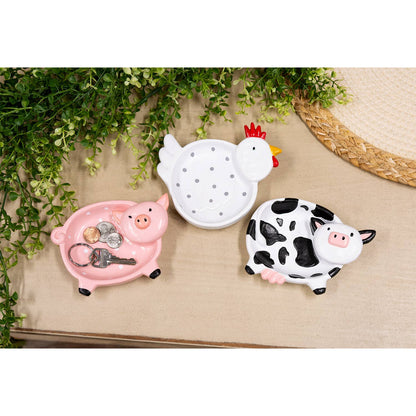 Resin Polka Dot Pink Pig Trinket Dish