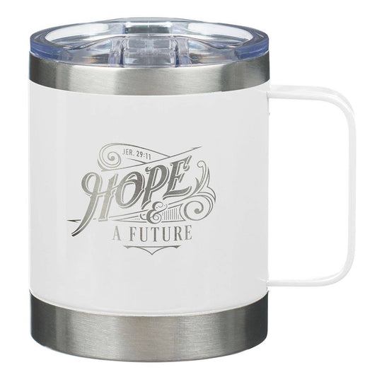 Hope and a Future White Camp-style Stainless Steel Mug - Jer