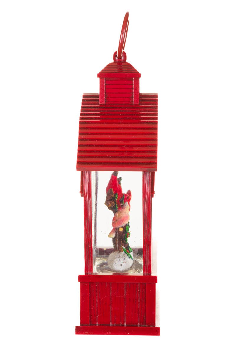 Red Led Barnhouse Water Lantern With Cardinals