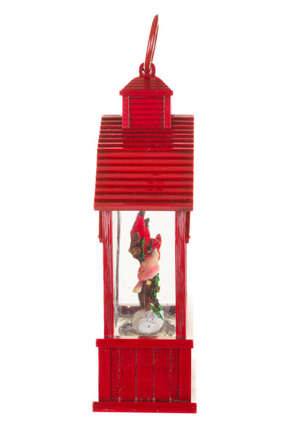 Red Led Barnhouse Water Lantern With Cardinals