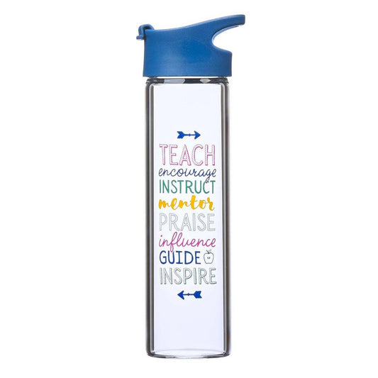 Water Bottle Glass Blue A Great Teacher
