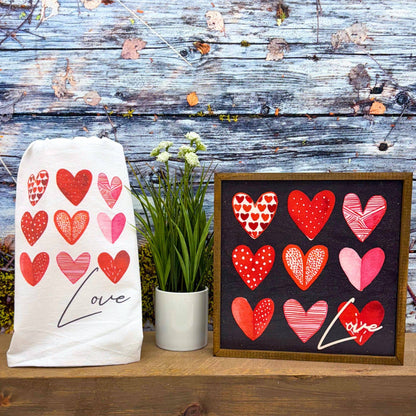Love With Heart Pattern Valentine's Day Tea Towels