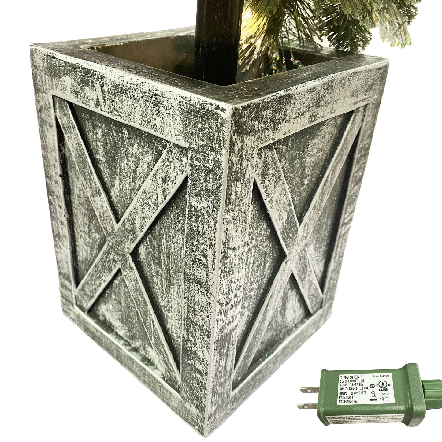 4' Needle Pine Lamp Post, 100 Tips, 50 UL Lights