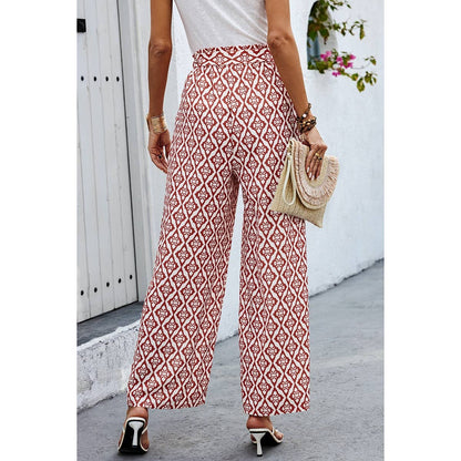 Wide Leg High Waist Tie Pockets Knot Pants
