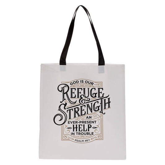 White/Black Refuge & Strength Ps. 46:1 Tote