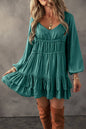 LDC Tiered Ruffled Puff Sleeve Loose Fit Mini Dress