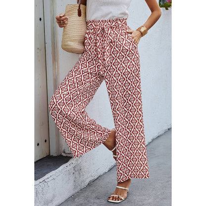 Wide Leg High Waist Tie Pockets Knot Pants