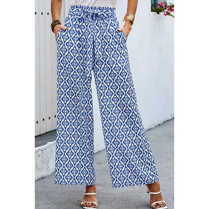 Wide Leg High Waist Tie Pockets Knot Pants