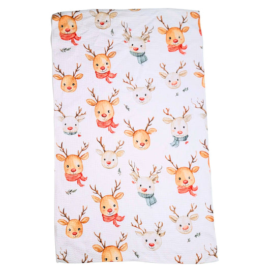 Christmas Reindeer - Holiday Decor Waffle Towels