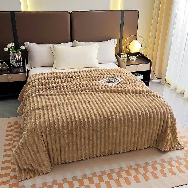Stripe Fleece Throw – Ultra Plush Ribbed Blanket