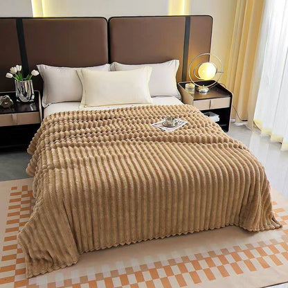 Stripe Fleece Throw – Ultra Plush Ribbed Blanket