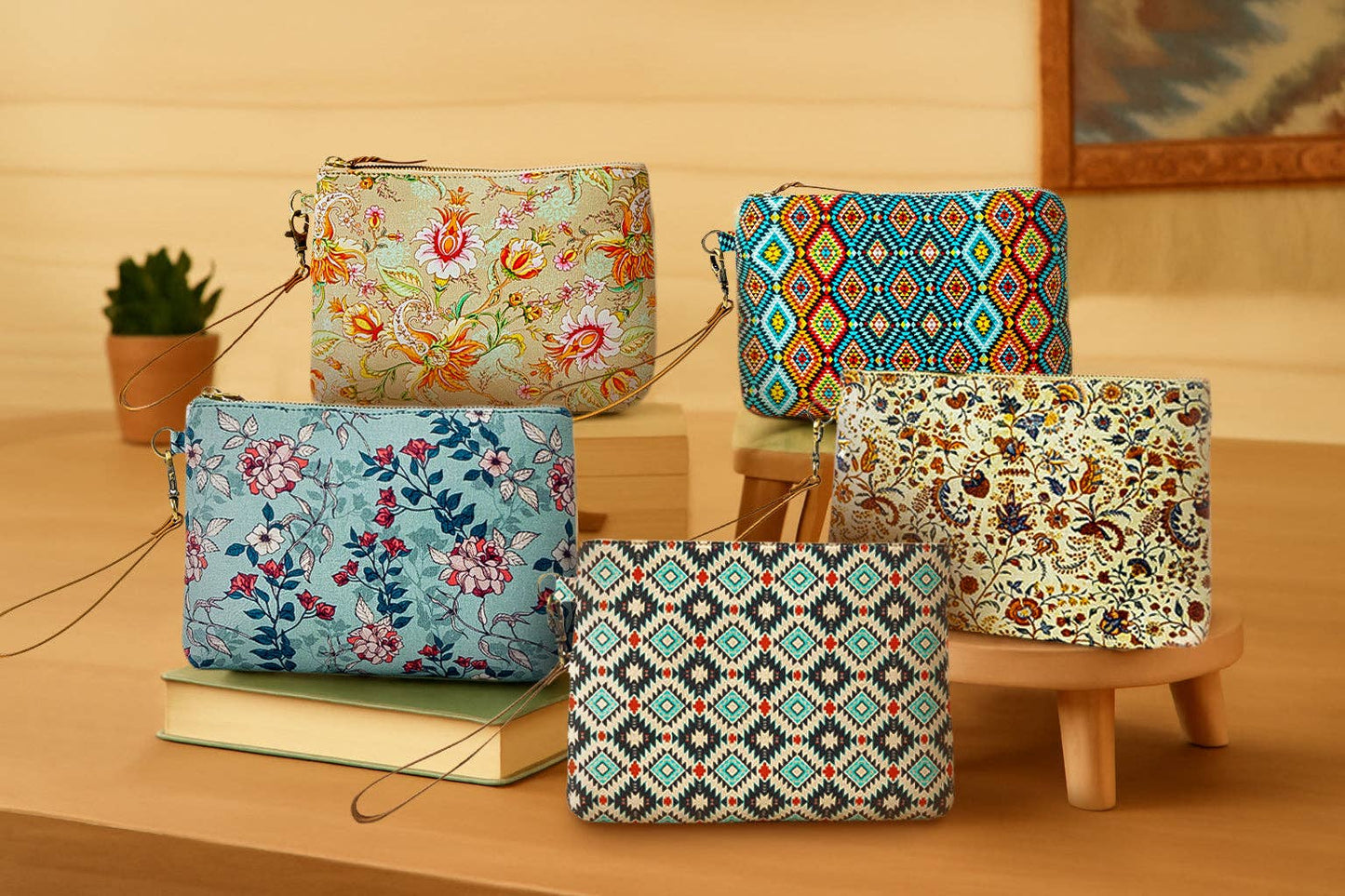 Peace & Serenity Blossoms Clutch Bag In Light Blue