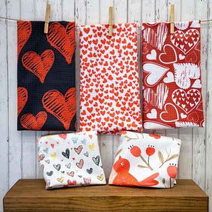 Love Birds Valentine's Day Waffle Towels - Home Decor