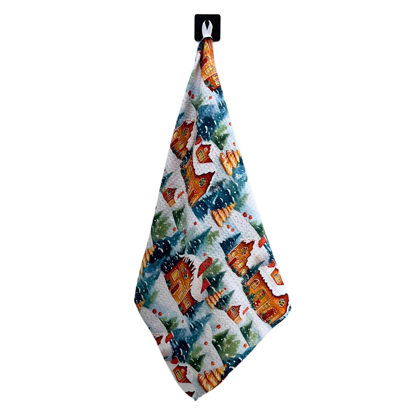 Gingerbread House Christmas Tea Towels With Hanging Loop