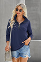 Zipper V Neck Long Sleeves Top