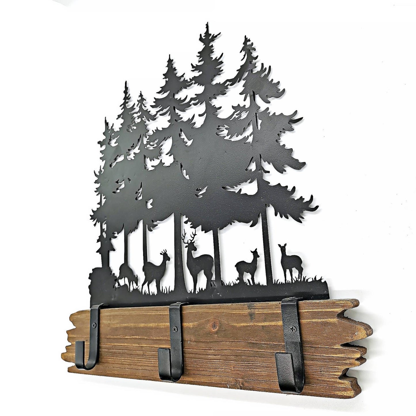Deers Wooden and Metal Rack with Hook