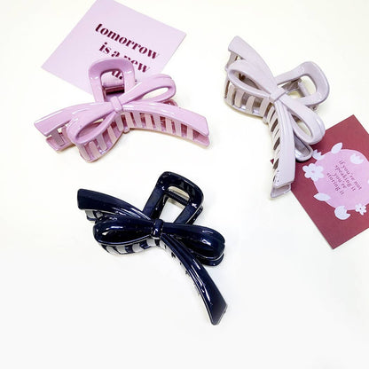 Glossy Color Ribbon Shape Hair Claw Clip