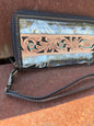 Clear Tooled Leather Wristlet - Wallet