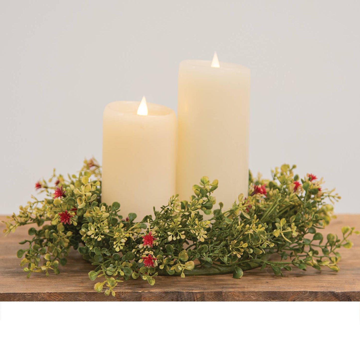 Ruby Fall Buds & Baby's Grass Candle Ring, 6.5"