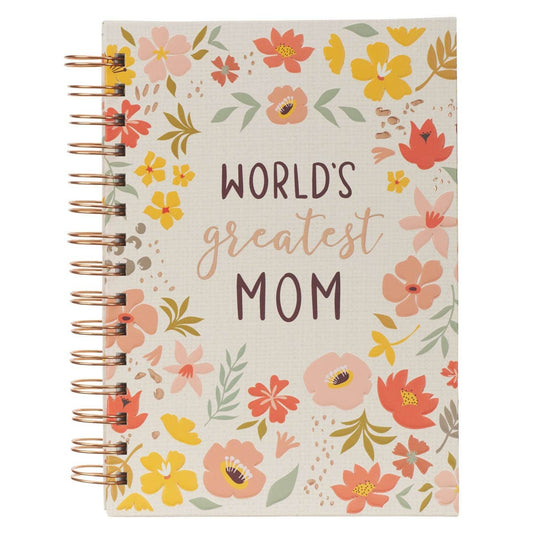 Journal Wire bound Peach Floral World's Greatest Mom