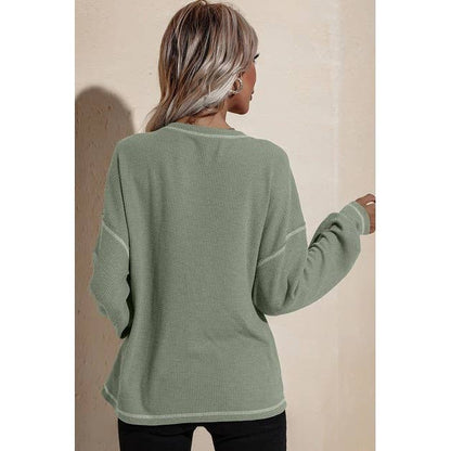 Round Neck Long Sleeve Knit Top