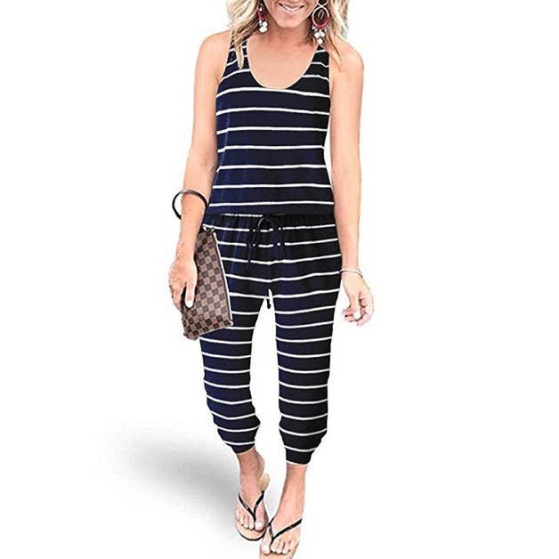 Sleeveless Drawstring Square Neck Fit Jumpsuit