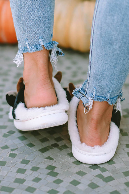 1 the Woman - Cartoon Animal Cow Plush Slippers