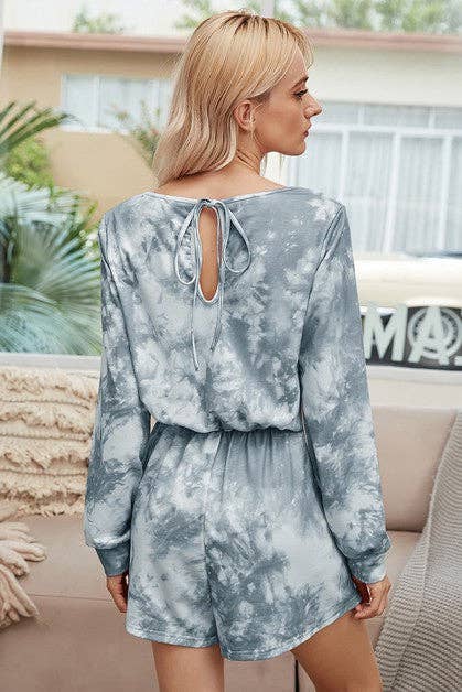 Tie Dye Round Neck Short Pant Romper