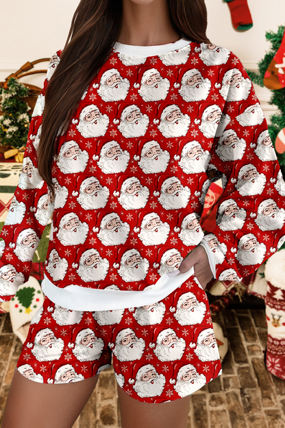 Ho Ho Ho Christmas Fashion Print 2pcs Lounge Short Set-S-4X