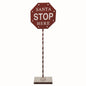 Metal Santa Stop Sign Porch Decor Christmas Décor